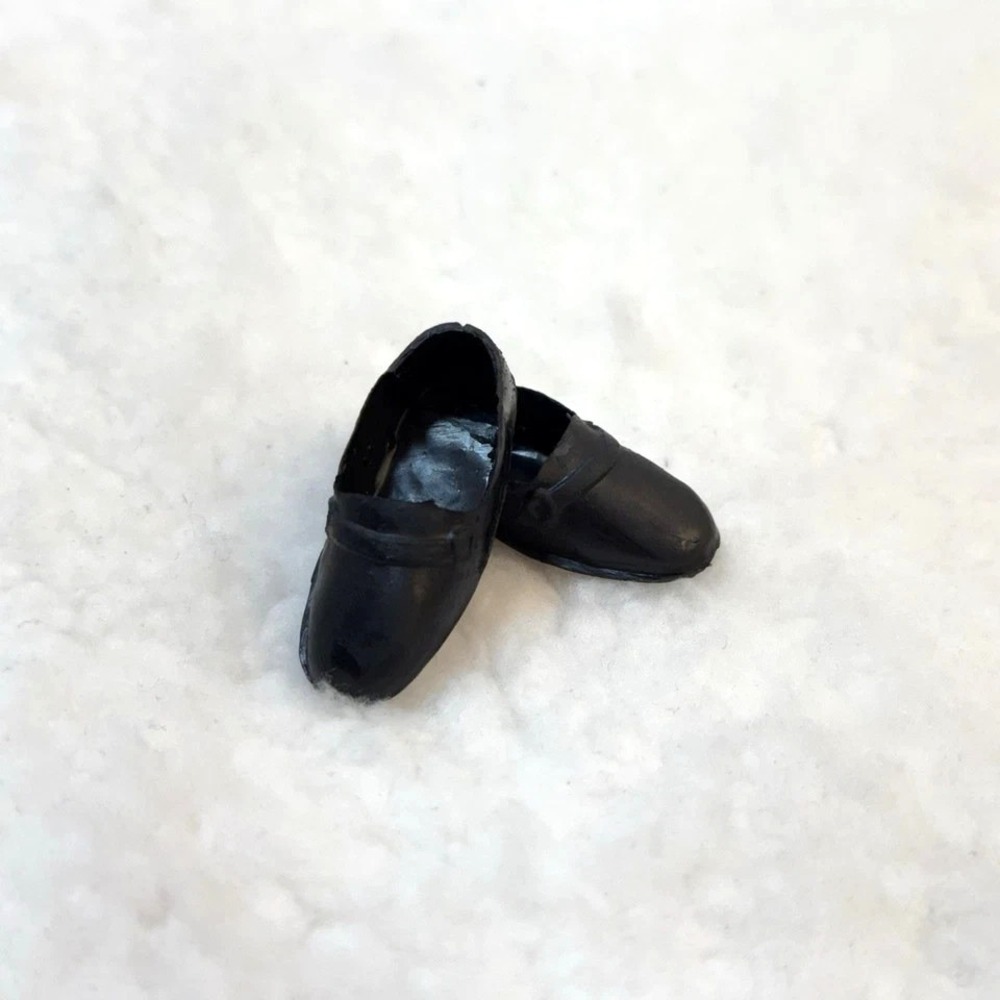 VTG Barbie Ken Black Loafer Shoes Slip On Doll Footwear Mattel Accessory 1 Pair!